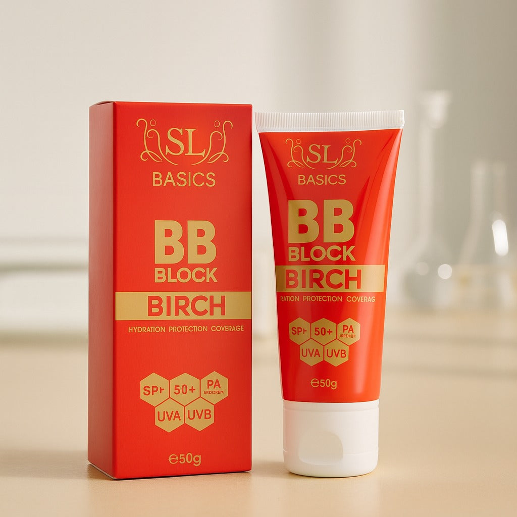 SL Basics BB Block SPF 50+ Tinted Sunscreen – Hydrating BB Cream with Vitamin E & Lotus Extract (50ml